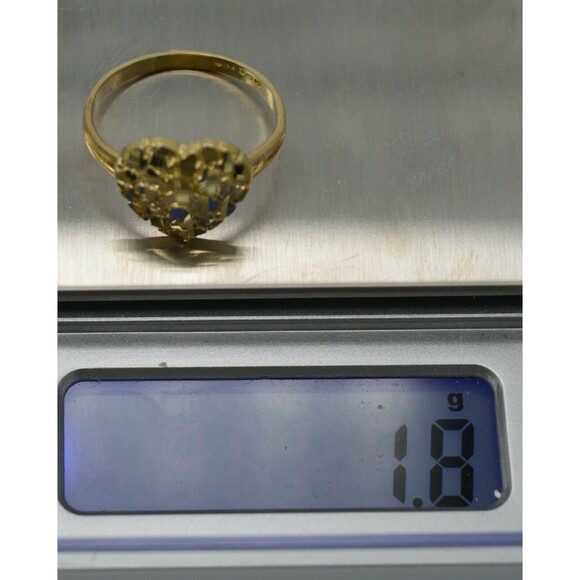 Real Solid 10K Yellow Gold Womens Nugget Heart Ring 1.8 grams All Sizes - Picture 5 of 7